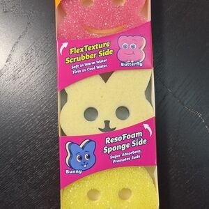 Scrub Mommy Daddy Spring Easter Butterfly  Bunny Sponges Pink and Yellow